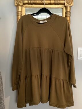 Natural Life sweatshirt tunic/ mini dress army green L/XL